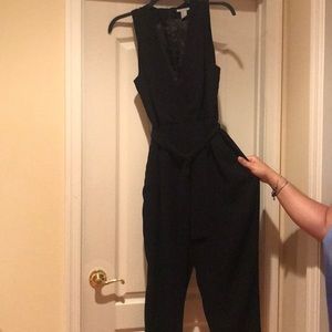 Black vneck jumpsuit